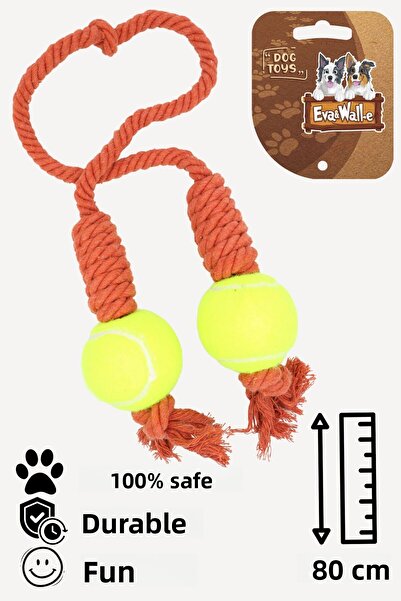 Eva & Wall-e Tennis Ball Bulk Rope Dog Toy |   Durable Pull String Fetch Ball for Medium and Large Breeds