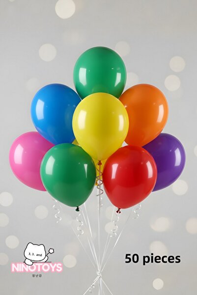 NinoToys بالون متعدد الألوان بدون نمط 50 قطعة