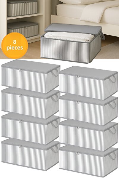 Serstil 8 قطع - قاعدة سرير مخططة كبيرة الحجم وحقيبة تخزين من نوع سرير أريكة مقاس 65 × 45 × 22 سم