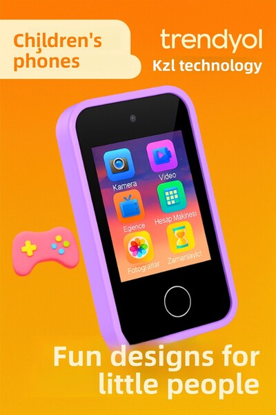 Maybax هاتف ذكي للأطفال من ليلك سيم بدون شريحة اتصال أو إنترنت، مزود بكاميرا مزدوجة وموسيقى وألعاب تعليمية مع حافظة وحزام هدية