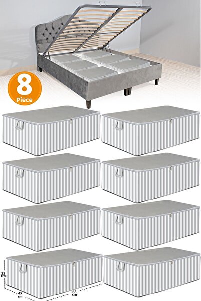 Serstil 8 قطع - قاعدة سرير مخططة كبيرة الحجم وحقيبة تخزين من نوع سرير أريكة مقاس 65 × 45 × 22 سم