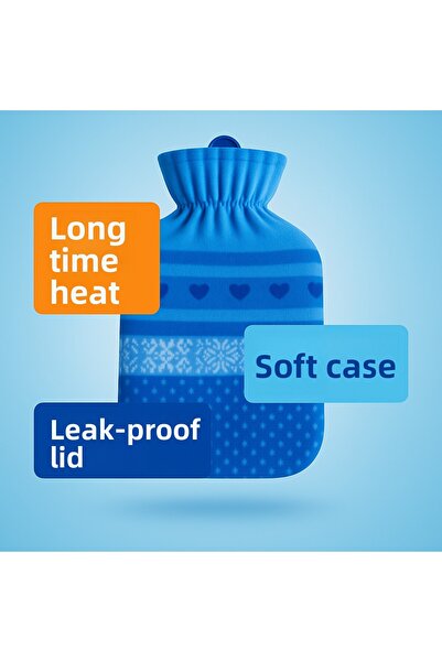 REYYEN Safe Washable Fleece Covered Hot Water Bag 2Lt (Pattern Sent According to Stock)