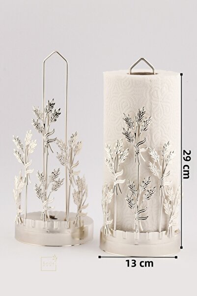 Leila Silver Metal Paper Towel Holder-Napkin Holder with Olive Branches Home Decoration