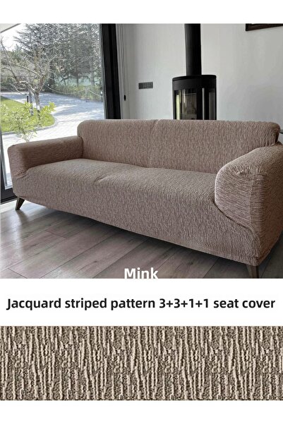 upmall Husă de scaun cu model de tijă jacquard Set 3+3+1+1 Husă de canapea ex...