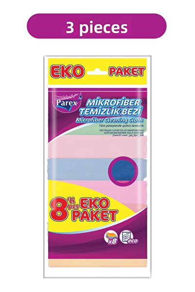 Parex Pachet triplu de cârpă de curățare din microfibră, 8 bucăți
