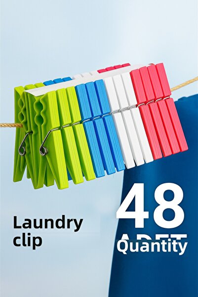nistabolje 48 قطعة من مشابك الغسيل الملونة الكلاسيكية البلاستيكية متعددة الأغراض