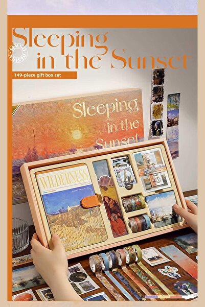 Buka Shops مجموعة فنية فاخرة من 149 قطعة من سلسلة 'النوم في غروب الشمس' - دفتر ملاحظات مغناطيسي مع علبة هدايا، 7 وات