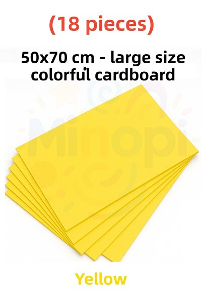 Minopi ورق مقوى أصفر اللون 18 قطعة مقاس 50x70 سم ورق مقوى صلب