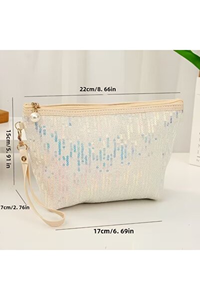 GÜNEBAKAN AKSESUAR حقيبة مكياج مطرزة بالترتر