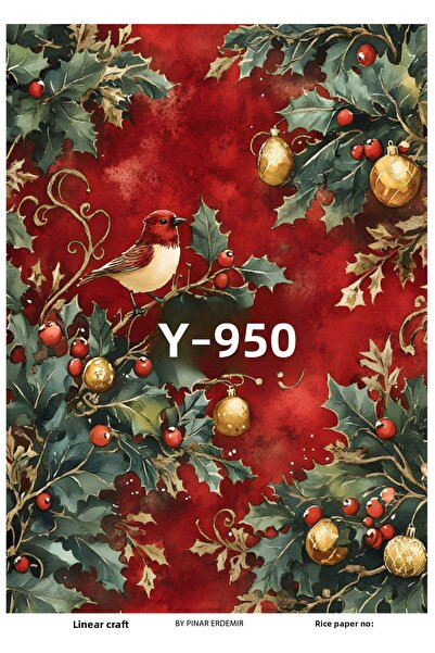 LİNEART ورق ديكور نحاسي بنمط السنة الجديدة رقم: Y950- 29x42 سم