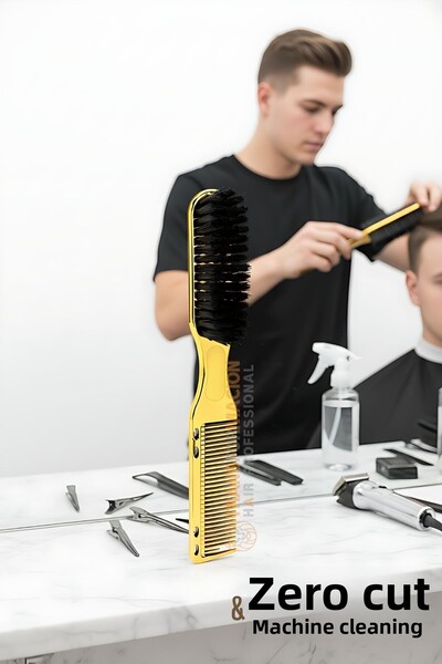 Transformacion Gold Fade Brush – Zero Cut and Machine Cleaning Brush for Barbers 722305