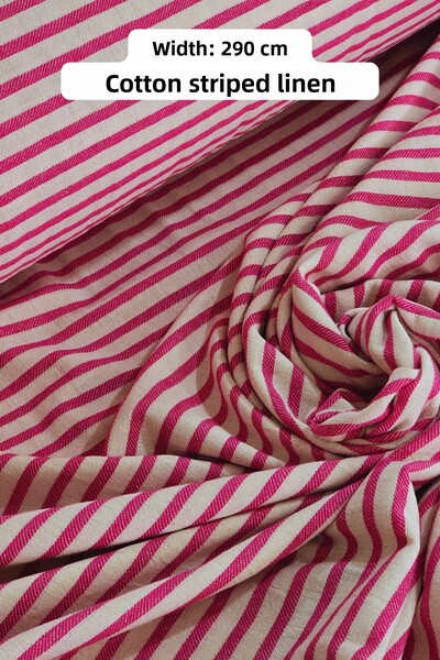 Morlay Βαμβακερό ριγέ λινό - Πλάτος: 290 εκ. - Κουρτίνα Τραπεζομάντιλο Κάλυμμα κρεβατιού Πανί Πικέ