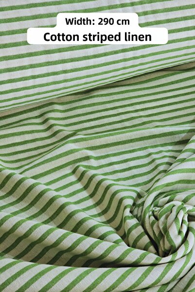 Morlay Βαμβακερό ριγέ λινό - Πλάτος: 290 εκ. - Κουρτίνα Τραπεζομάντιλο Κάλυμμα κρεβατιού Πανί Πικέ