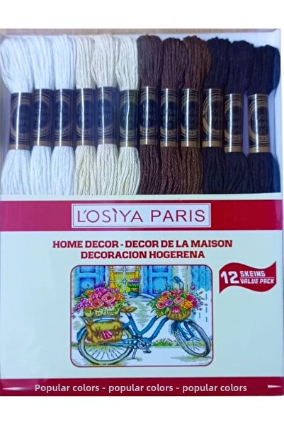 Kezban Tekstil LOSİYA PARİS Set de 12 fire de mulina colorate Set de fire de etamină pentru punctul de cruce