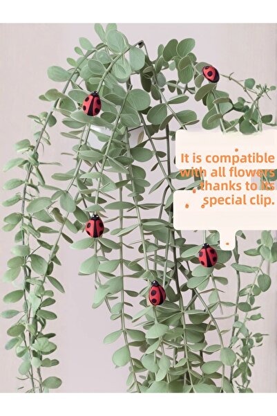 BEVATİR Artificial Flower 7-Piece Ladybug Ornament (Flower Not Included)