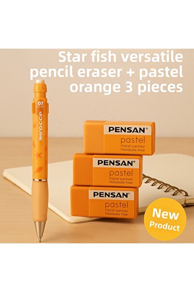 KarmaOfis Star Fish Versatil Pencil + Pastel Purple Eraser 3 Pieces