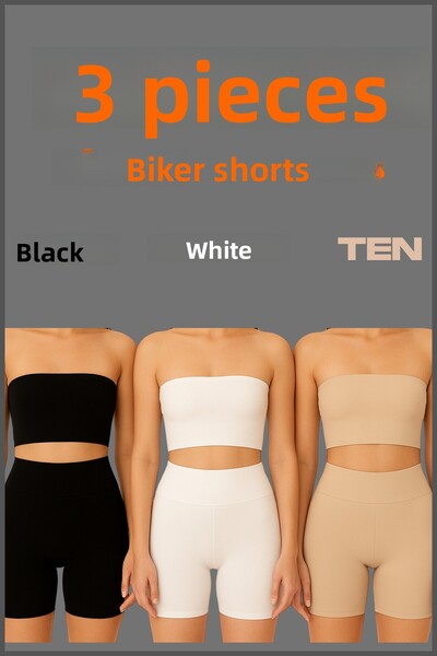 missmaral Women's High Waist Shaping / Sculpting Biker Shorts 3-Pack – Black Tan White – Stretch Fabric Diver Sports Shorts