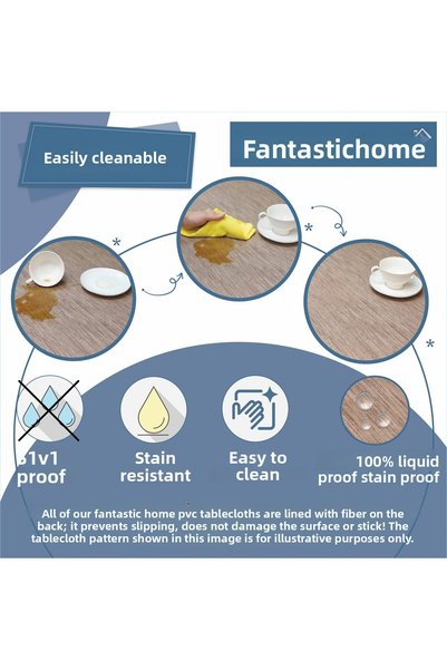 Fantastik 140x200cm Brown PVC Tablecloth - Wipeable, Liquid-Proof and Stain-Proof