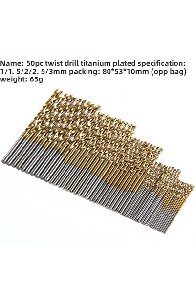 DUTRIEUX مجموعة من 50 قطعة من رؤوس المثقاب المطلية بالتيتانيوم مقاس 1/1.5/2/2...