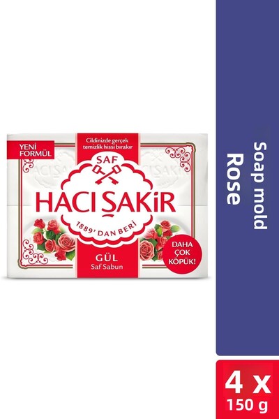 Hacı Şakir Gül Saf Mold Soap 4X150 Gr
