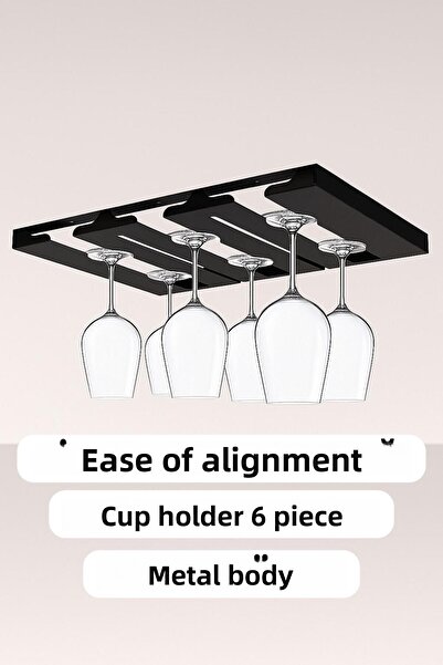 VENON White 6-Piece Glass Rack Glass Holder Stainless Metal Cup and Glass Hanger – Kitchen and Bar Organizer