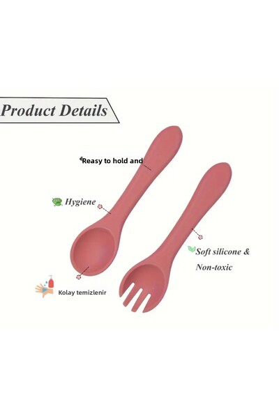 Alvin Soft Silicone Baby Spoon and Fork Set – Flexible, Safe and Bpa-Free Feeding Set (Blue, 2-Piece)