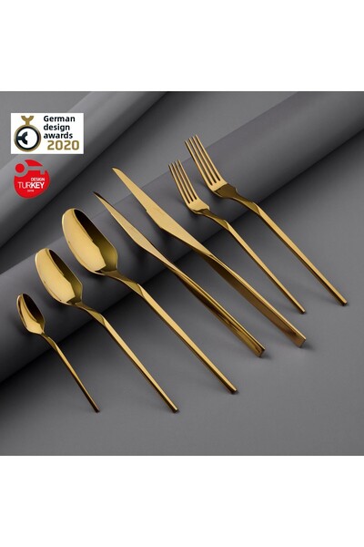 Jumbo 5100 Quartz Titanium Gold 12-Person 84-Piece Cutlery Set