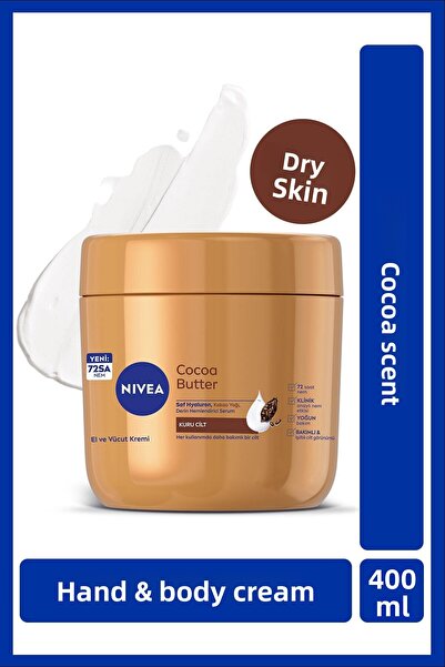 NIVEA كريم زبدة الكاكاو للعناية باليدين والجسم 400 مل، مرطب لمدة 72 ساعة للبش...