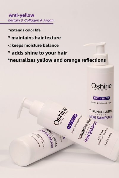 OSHİNE Anti-Yellowing Purple Shampoo Anti Yellow Shampoo for Dyed Hair, 250ml