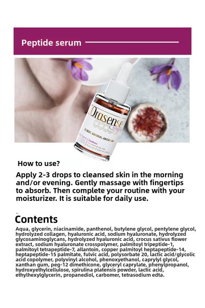 Orasense Peptide Serum 30 ml - Renewing Tone Equalizing Antioxidant Protective Vegan with Saffron Extract