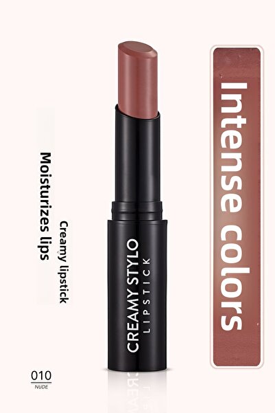 Flormar أحمر شفاه ستايلو كريمي لامع وطبيعي -010 عاري - أسود Q أبيض