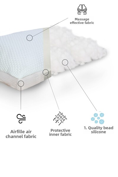 PUFYMAX Super Air-Conditioned Pillow, Cotton Fabric Air-Channel Pillow, 1St Grade Bead Silicone 1000 Gr