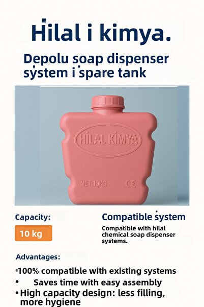 hilal kimya Soap Dispenser System Spare Tank 10 kg Pink