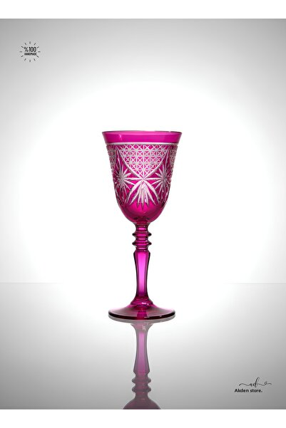 AKDEN STORE Crystal Cut Decorative Footed Water Glass, Footed Goblet
