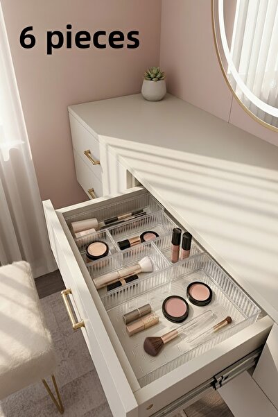 EVONİTA Set organizator de sertare din cristal cu 6 piese - Organizator trans...