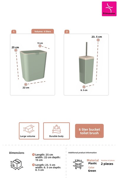 Prima Nova Flip 2-Piece Bathroom Set - Green