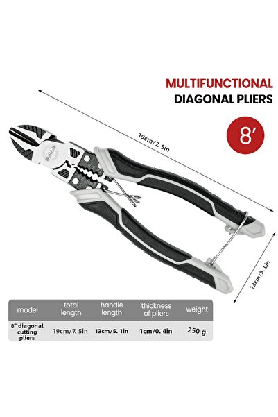 AIRAJ كماشة قطرية عالمية متعددة الوظائف 1208، قواطع أسلاك، كهربائي محترف