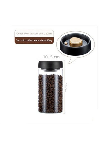 Choice 1200ml Coffee Beans Vacuum Sealed Tank Transparent Glass Food Storage ...