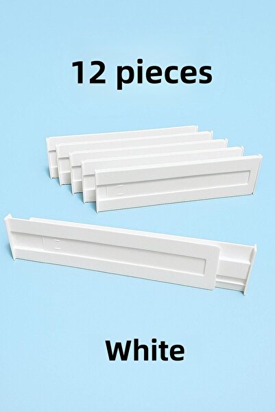 HızlıTrend 12 قطعة منظم أدراج أكريليك أبيض قابل للتعديل ومقسم للتنظيم