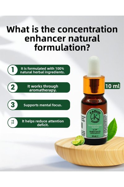 KARUM Concentration Enhancer 100% Pure and Natural Glass Dropper Censer and Diffuser 10ml