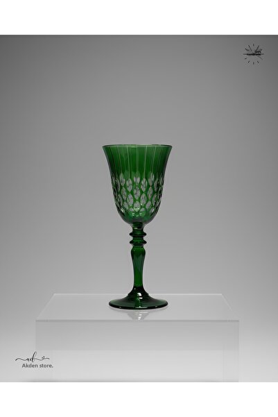 AKDEN STORE Crystal Cut Decor Handcrafted Footed Goblet, Water Cup