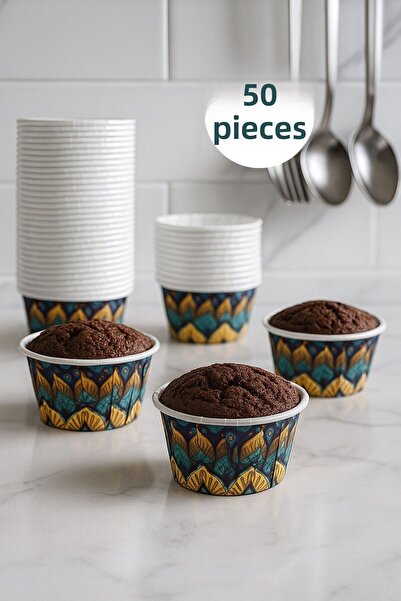 Funny Life 50 قطعة من قوالب كب كيك كرافت مافن كب كيك قالب كعك طبيعي، مفهوم سف...