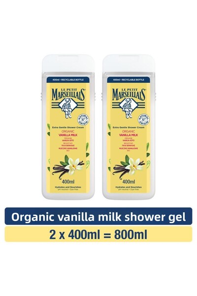 Le Petit Marseillais Organic Vanilla Milk Shower Gel 400 ml X2