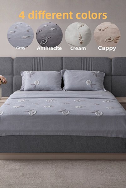 EL EVLİNA HOME COLLECTİON Double Embroidered Bedspread Set Chenille Fabric Punch Embroidered 240X260Cm