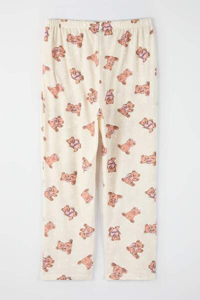 Trendyol Curve Πλεκτό Πυτζάμα Εκρού-Καφέ 2 τεμαχίων TBBAW26IA00003