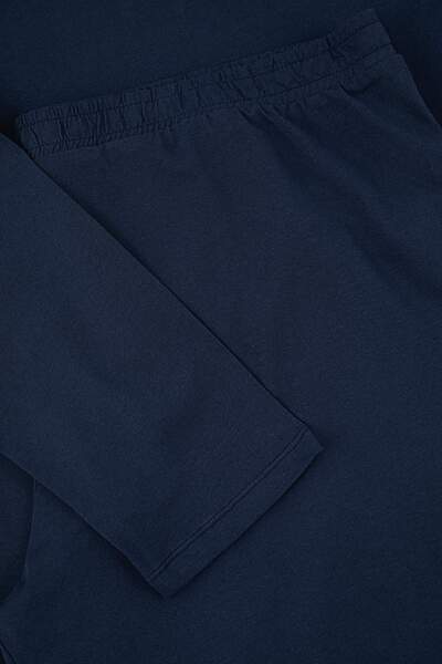 Trendyol Collection Navy Blue Regular Embroidered Knitted Large Size Pajamas Set Tmnaw25Ai00000