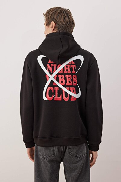 Trendyol Collection Black Regular / Normal Cut Back Printed Knitted Sweatshirt Tmnaw20Sw0163