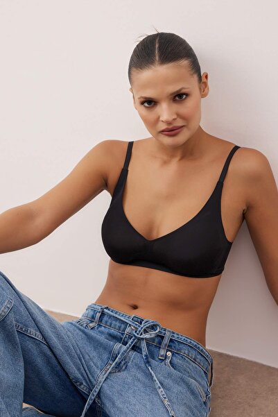 Trendyol Collection Чорний привид Безшовний/Лазерний крій Без балеток Покритий мікро-бралетт В'язаний бюстгальтер THMAW26SU00024