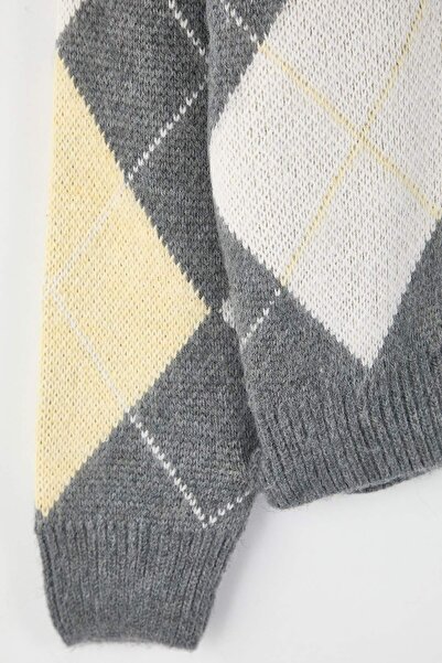 Trendyol Collection Сірий Regular Велосипедний комір Картатий / Клітинка Казак TMNAW26KZ00000