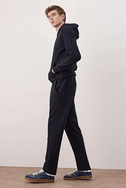 Trendyol Collection Navy Blue Regular/Normal Cut Textured Pipe Leg Sweatpants Tmnaw26Ea00017